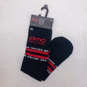 Odd Sox AMC Theatres Socks Mens One Size Black Crew Mid Calf Movie Novelty
